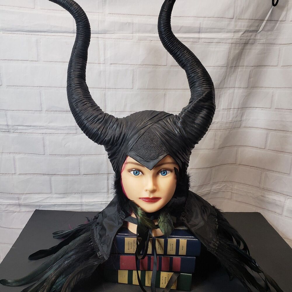 Disney Cosplay Maleficent Costume Headpiece Latex Horns with Feather Cape - Picture 10 of 10